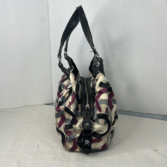 COACH MAGGIE OP ART HOBO PURPLE CHAINLINK SATCHEL HANDBAG CARRYALL F0967-14420 - Picture 4 of 10